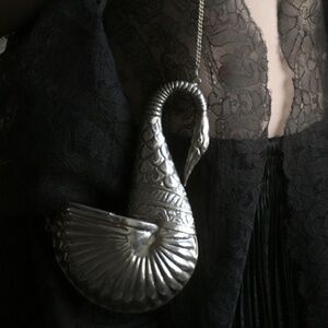 Rare Vintage Silver Swan Purse
